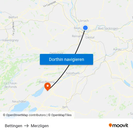 Bettingen to Merzligen map