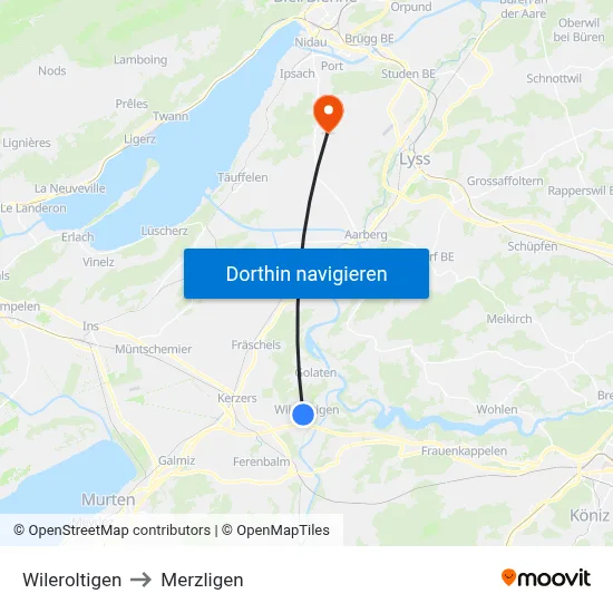 Wileroltigen to Merzligen map