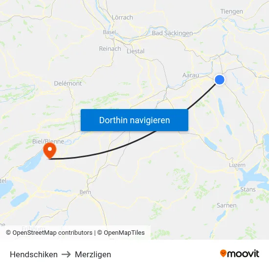 Hendschiken to Merzligen map