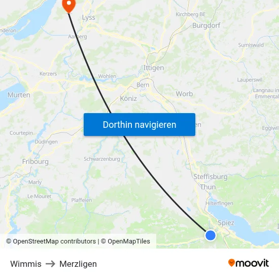 Wimmis to Merzligen map