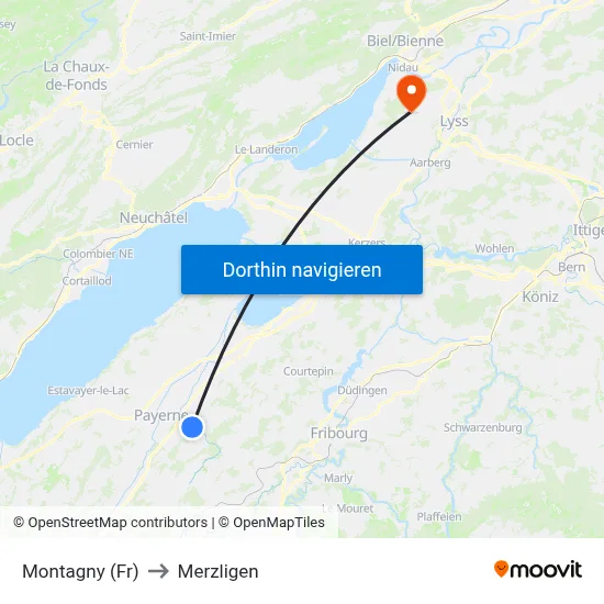 Montagny (Fr) to Merzligen map