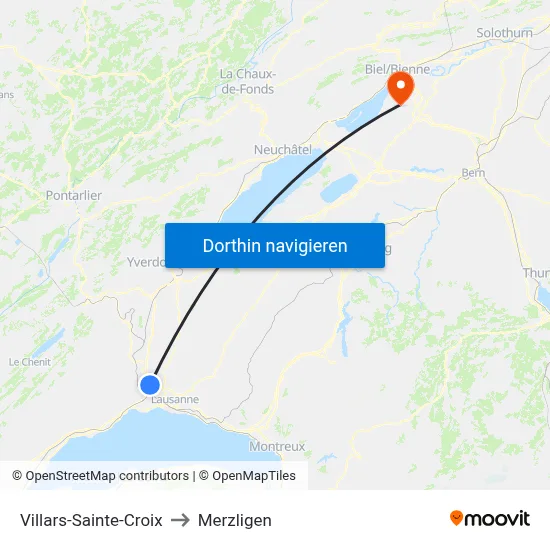 Villars-Sainte-Croix to Merzligen map