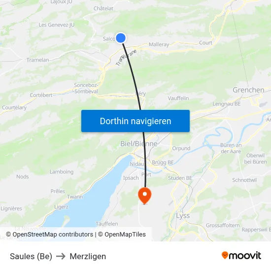 Saules (Be) to Merzligen map