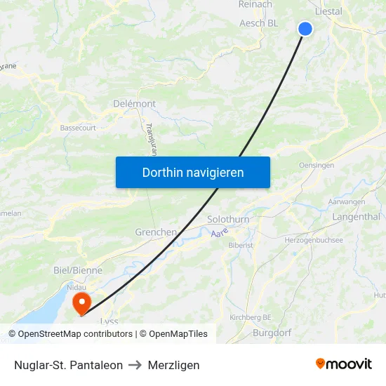 Nuglar-St. Pantaleon to Merzligen map