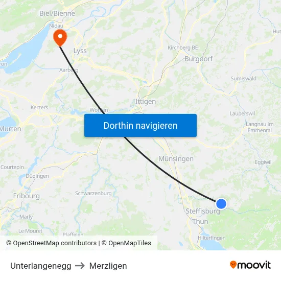 Unterlangenegg to Merzligen map
