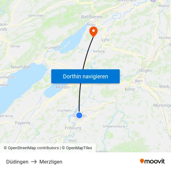 Düdingen to Merzligen map