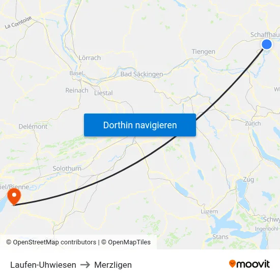 Laufen-Uhwiesen to Merzligen map