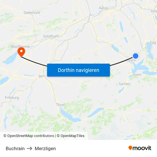 Buchrain to Merzligen map