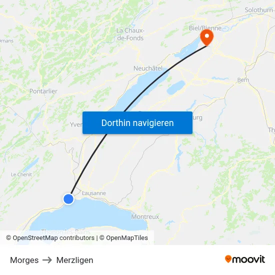 Morges to Merzligen map