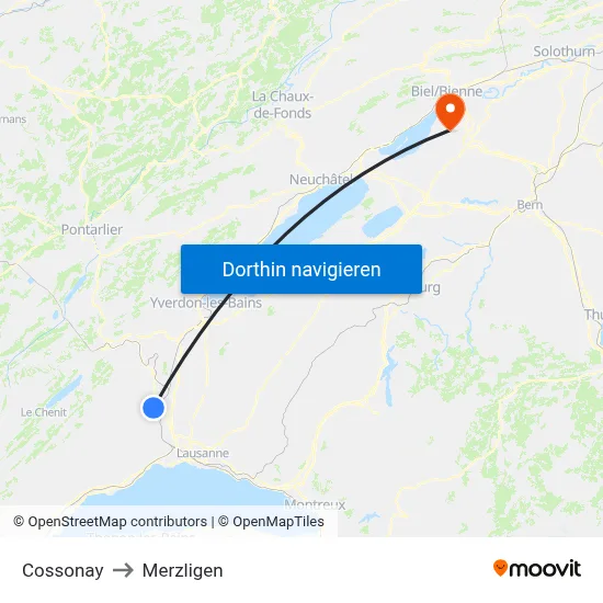 Cossonay to Merzligen map