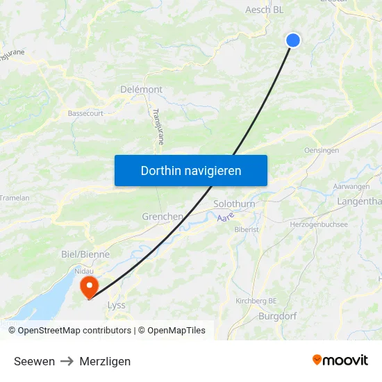 Seewen to Merzligen map