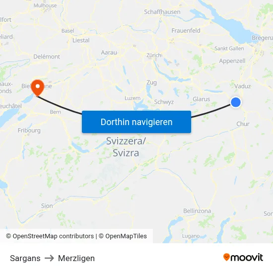Sargans to Merzligen map