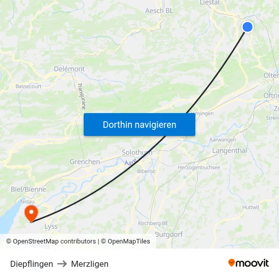 Diepflingen to Merzligen map
