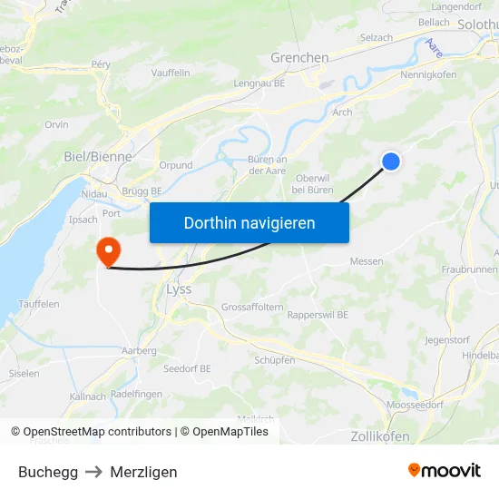 Buchegg to Merzligen map