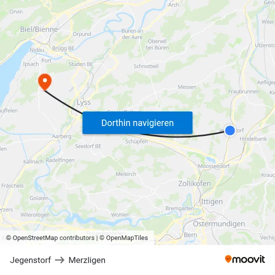 Jegenstorf to Merzligen map