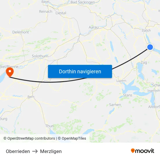 Oberrieden to Merzligen map