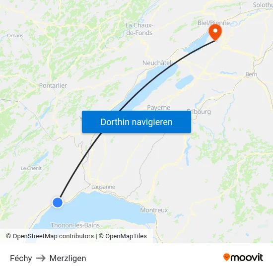 Féchy to Merzligen map
