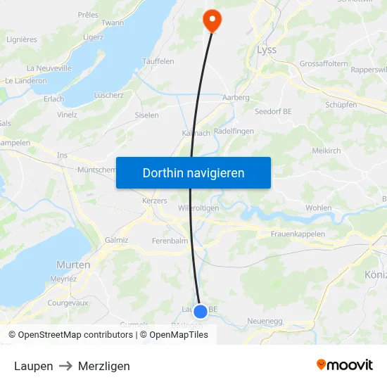 Laupen to Merzligen map