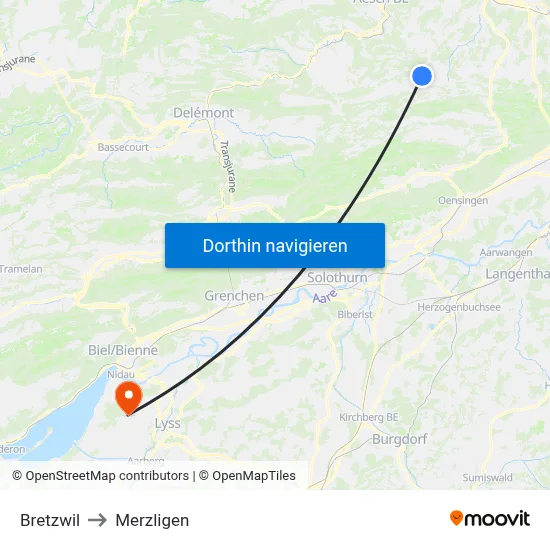 Bretzwil to Merzligen map