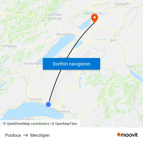 Puidoux to Merzligen map