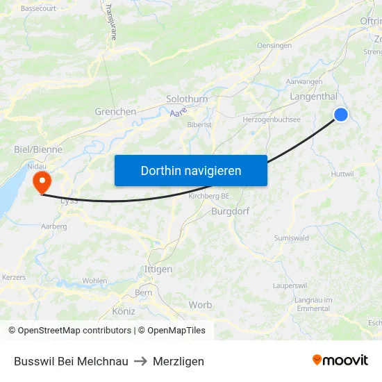 Busswil Bei Melchnau to Merzligen map
