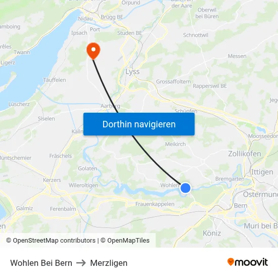 Wohlen Bei Bern to Merzligen map