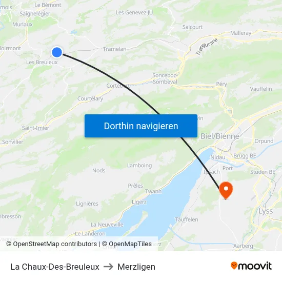 La Chaux-Des-Breuleux to Merzligen map
