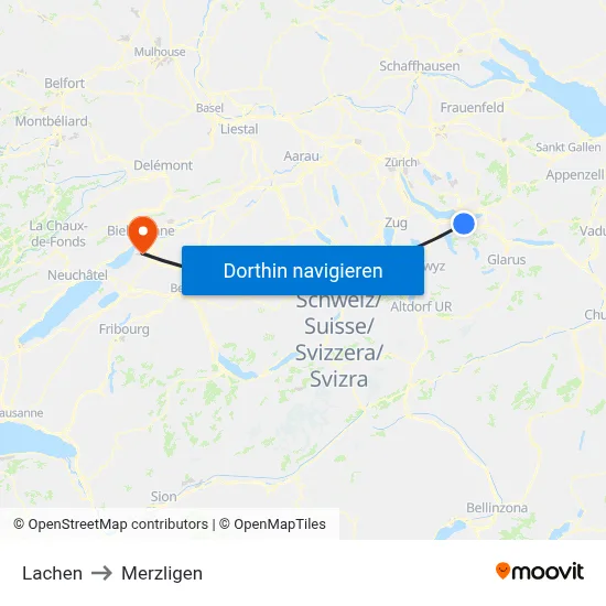 Lachen to Merzligen map
