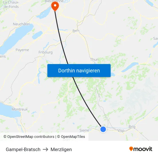 Gampel-Bratsch to Merzligen map