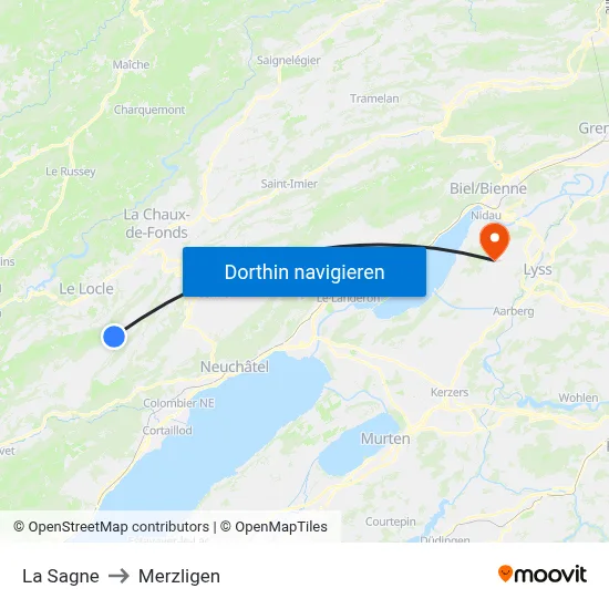 La Sagne to Merzligen map