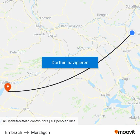 Embrach to Merzligen map