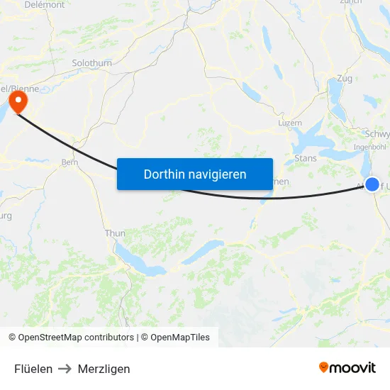 Flüelen to Merzligen map