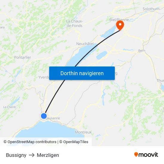 Bussigny to Merzligen map