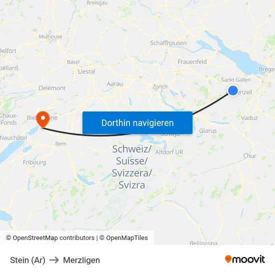 Stein (Ar) to Merzligen map