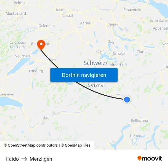 Faido to Merzligen map