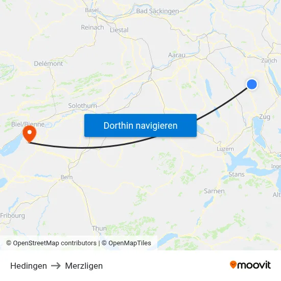 Hedingen to Merzligen map
