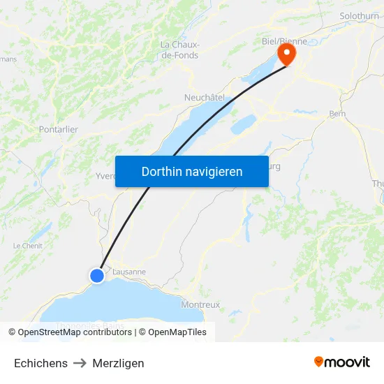 Echichens to Merzligen map