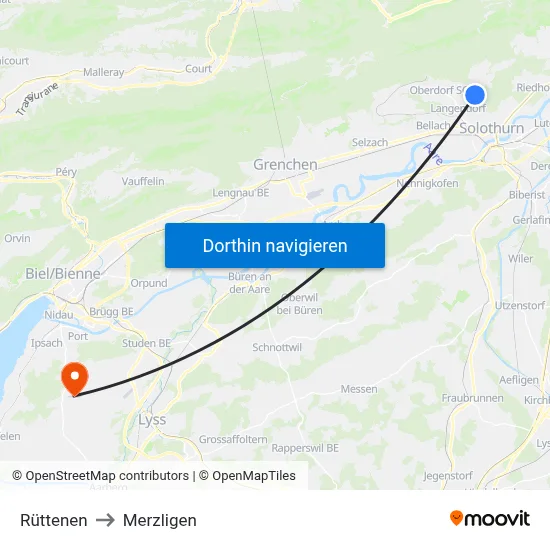 Rüttenen to Merzligen map