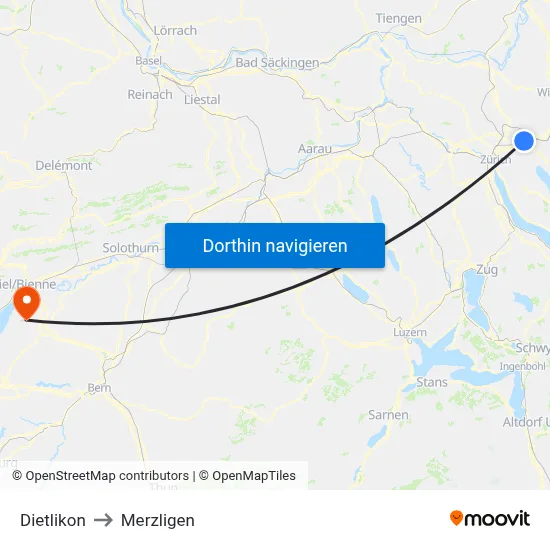 Dietlikon to Merzligen map
