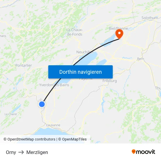 Orny to Merzligen map