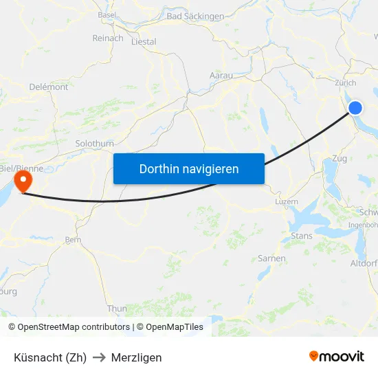 Küsnacht (Zh) to Merzligen map