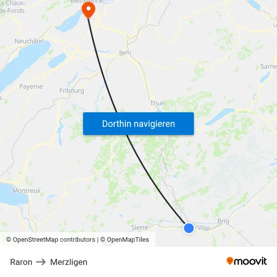 Raron to Merzligen map