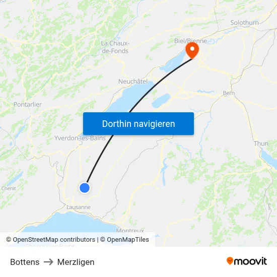Bottens to Merzligen map