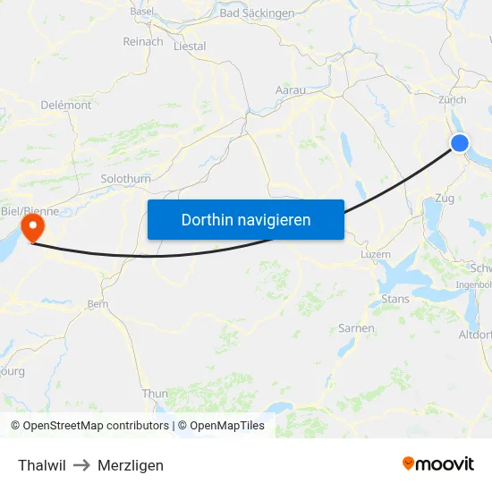 Thalwil to Merzligen map