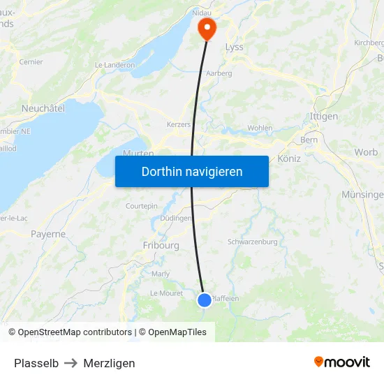 Plasselb to Merzligen map