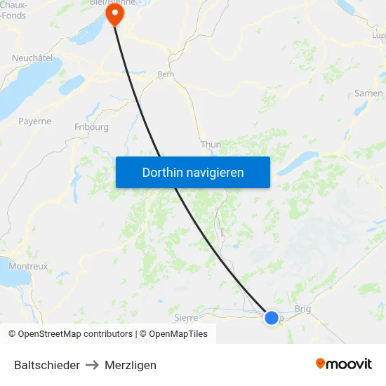 Baltschieder to Merzligen map
