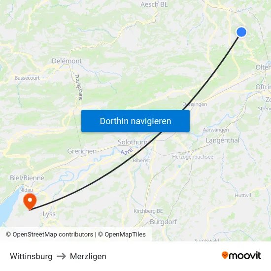 Wittinsburg to Merzligen map
