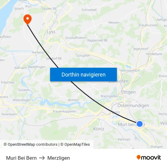 Muri Bei Bern to Merzligen map