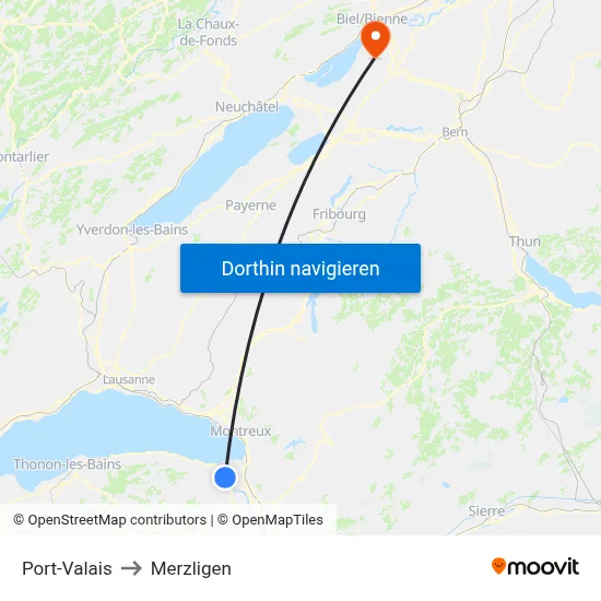 Port-Valais to Merzligen map