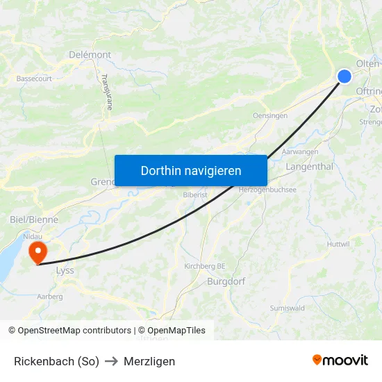 Rickenbach (So) to Merzligen map